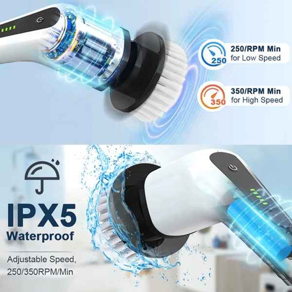 Perie de Curațat Electricǎ Multifuncționalǎ 9 in 1 , Fǎrǎ Fir, Lungime Reglabilǎ, 2 viteze